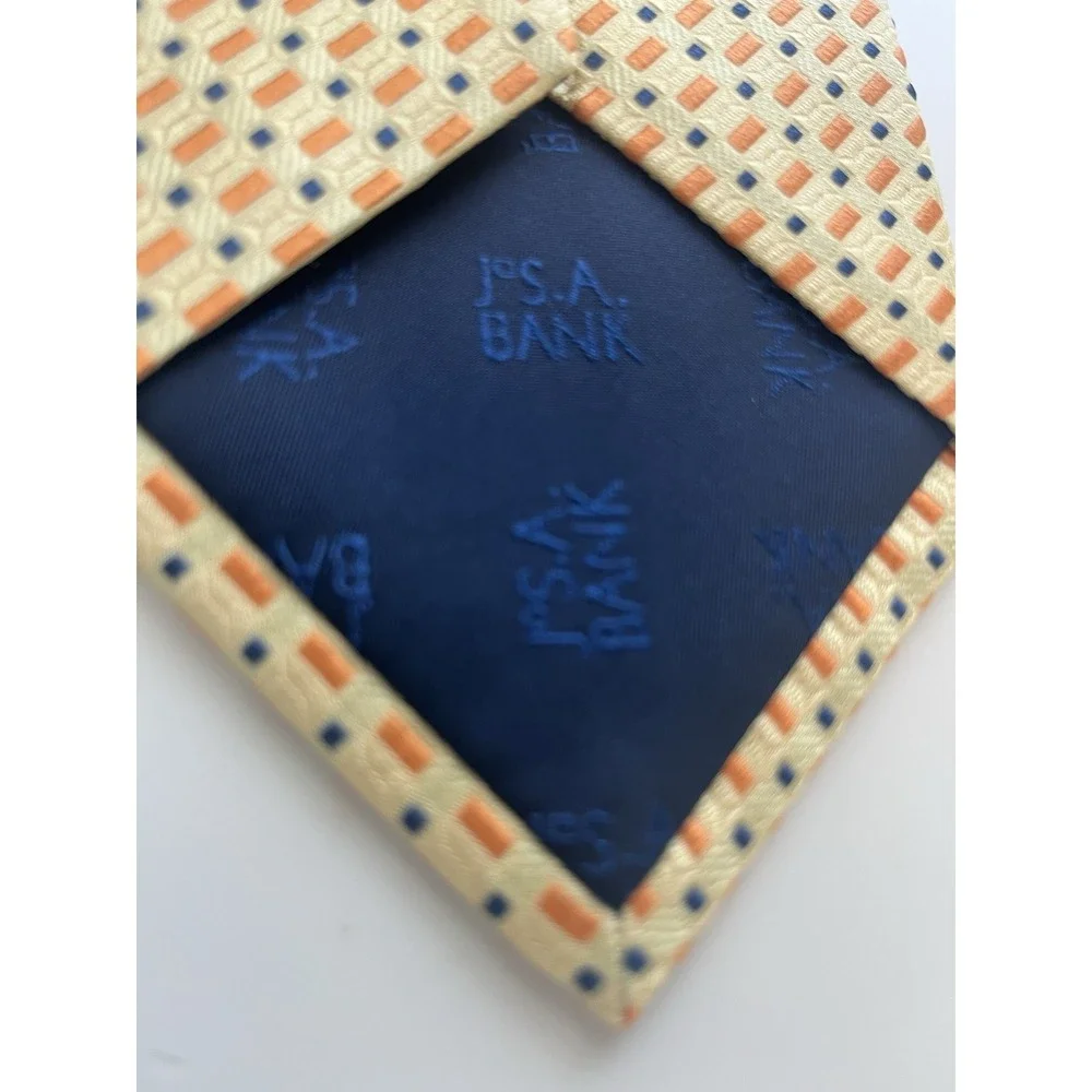 JoS A Bank Mens Silk Necktie Geometric Yellow Tie 59